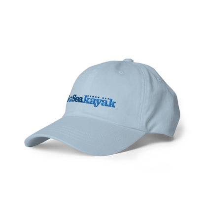  Unisex Cap - Light Blue - Front side view - Go Sea Kayak logo on front  - Genuine Byron Bay Merchandise | Produced by Go Sea Kayak Byron Bay
