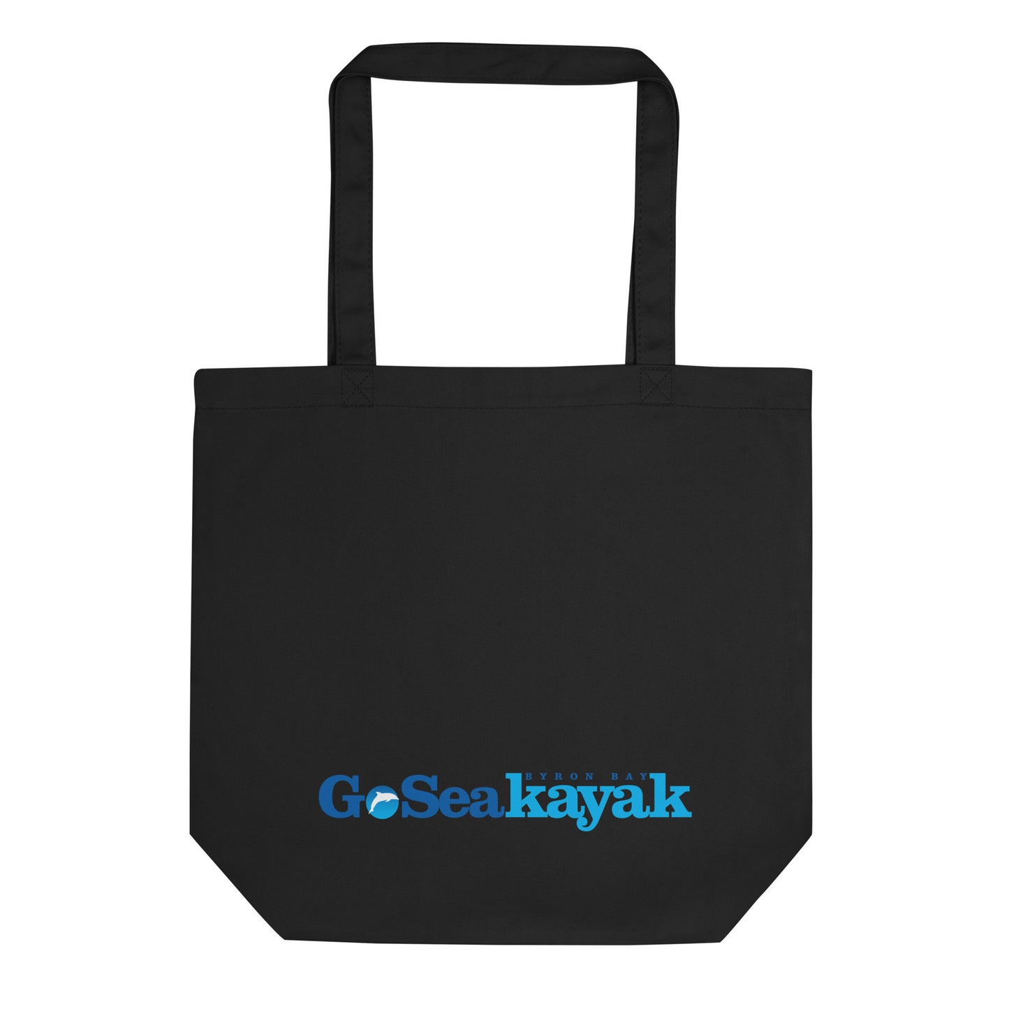  Eco Tote Bag - Black  - Front view - With Go Sea Kayak Byron Bay logo on front - Genuine Byron Bay Merchandise | Produced by Go Sea Kayak Byron Bay 
