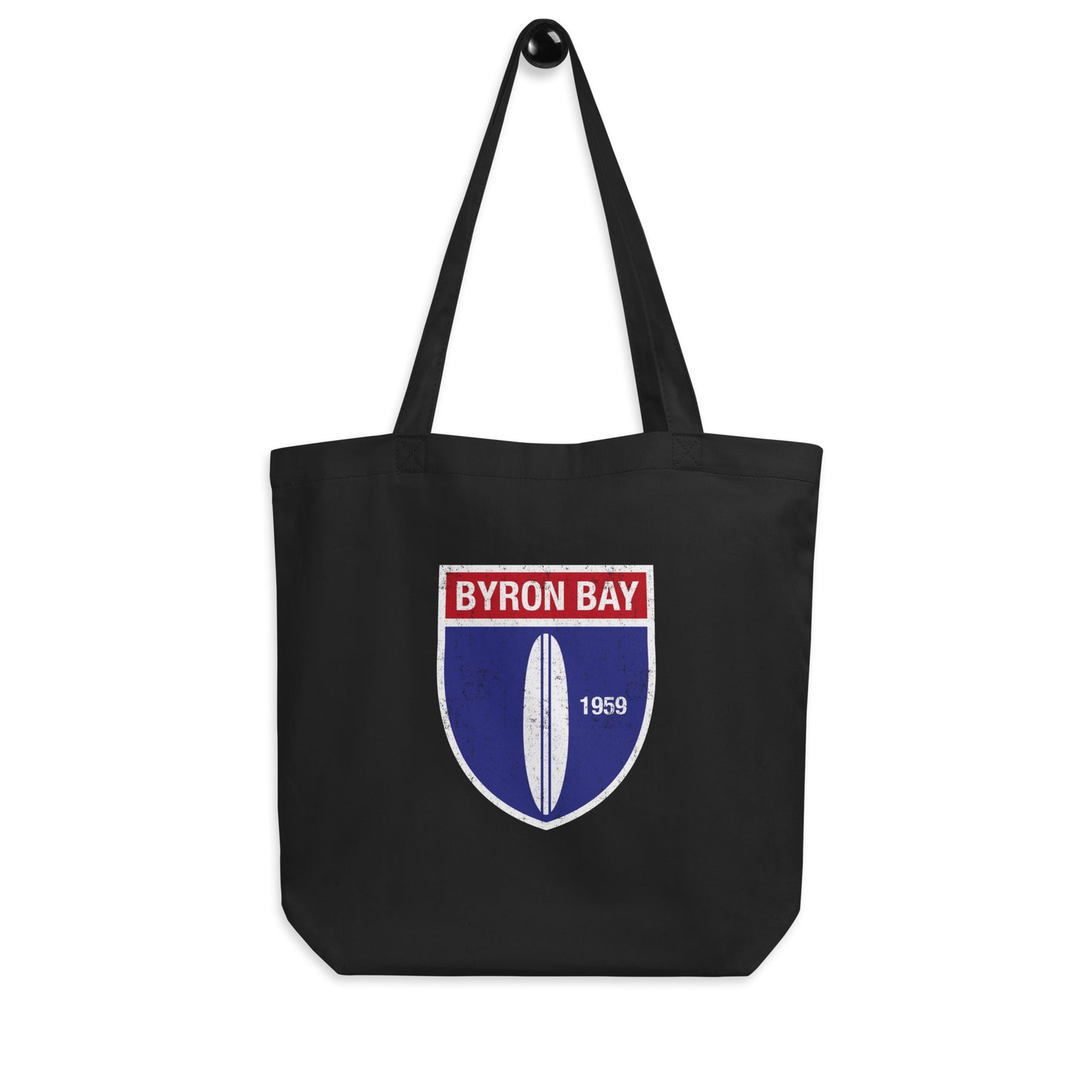  Eco Tote Bag - Black  - Front view - With Byron Bay Vintage logo front - Genuine Byron Bay Merchandise | Produced by Go Sea Kayak Byron Bay 