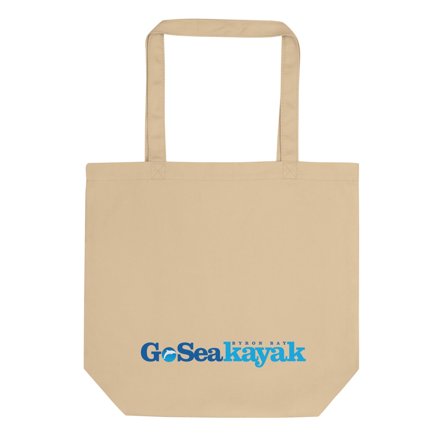  Eco Tote Bag - Natural Cream / Oyster Colour - Front view - With Go Sea Kayak Byron Bay logo on front - Genuine Byron Bay Merchandise | Produced by Go Sea Kayak Byron Bay 