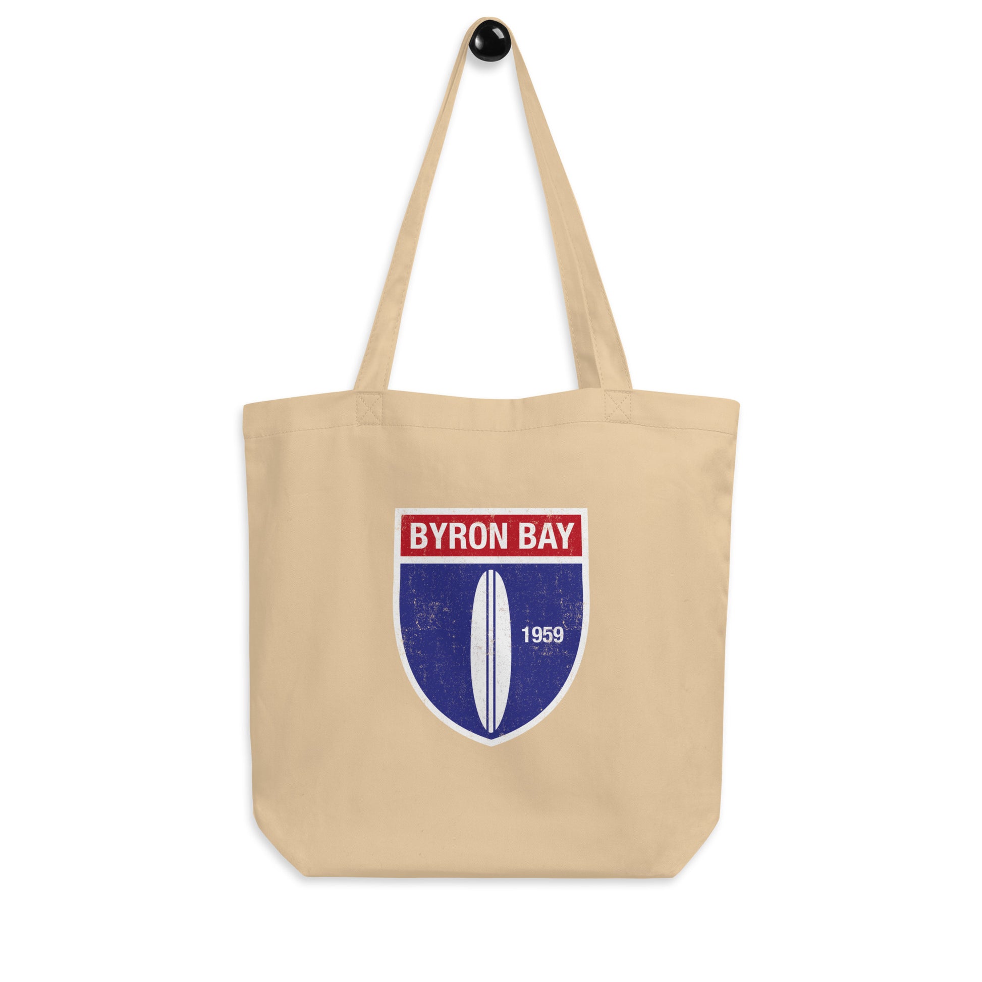  Eco Tote Bag - Natural Cream / Oyster Colour - Front view - With Byron Bay Vintage logo front - Genuine Byron Bay Merchandise | Produced by Go Sea Kayak Byron Bay 