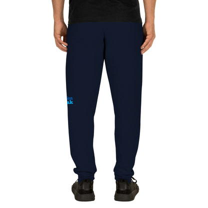  Unisex Joggers - Navy - Back view being warn by person standing  - Go Sea Kayak Byron Bay logo on left knee - Genuine Byron Bay Merchandise | Produced by Go Sea Kayak Byron Bay 