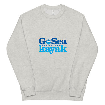  Unisex Sweatshirt - White Marle / Light grey - Front flat lay view - Go Sea Kayak Byron Bay logo on front - Genuine Byron Bay Merchandise | Produced by Go Sea Kayak Byron Bay 