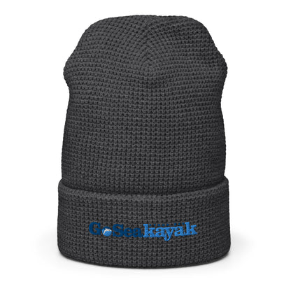  Waffle Beanie - Heather charcoal - Front view - Go Sea Kayak Byron bay logo on front - Genuine Byron Bay Merchandise | Produced by Go Sea Kayak Byron Bay 