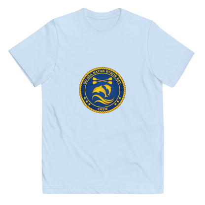  Kids T-Shirt - Light Blue - Front flat lay view - Go Sea Kayak Byron Bay Crew (issue 2018-2019) logo on front - Genuine Byron Bay Merchandise | Produced by Go Sea Kayak Byron Bay 